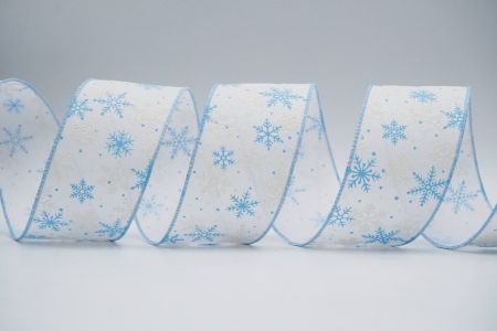 Текстурированная лента снежинок на проволоке_KF7385GC-1-216_белая